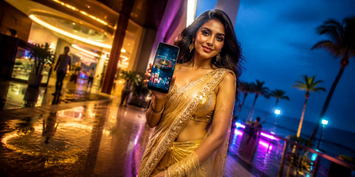 সেন্ট মার্টিনে ঐতিহ্যবাহী পোশাকে একজন নারী ক্যাসিনো অ্যাপ ব্যবহার করছেন